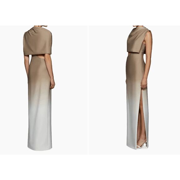 Et Ochs Helens Ombré One-Shoulder Dress In Taupe Ivory US 4 $498 - Picture 2 of 11